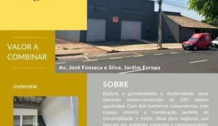 BARRACÃO para aluguel, 1 quarto, 3 vagas, JARDIM EUROPA - Uberlândia/MG