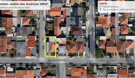 Terreno de esquina à venda, 288 m² no bairro Jardim das Américas