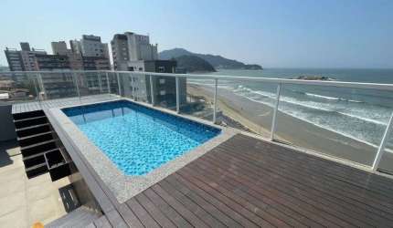 Cobertura frente mar com piscina privativa e vista mar definitiva, com 3 dormitó