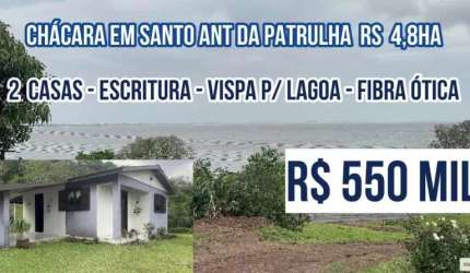 [122439]   CHÁCARA 4,8HA COM   2 CASAS  VISTA PARA LAGOA  S ANT  PATRULHA ESCRITURA FIBRA ÓTICA