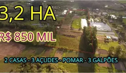 [85751]  SÍTIO COM DUAS CASA E TRÊS AÇUDES EM PAROBÉ COM 3,2 HECTARES