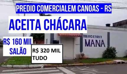 [123656]   PRÉDIO DE ESQUINA EM CANOAS, BAIRRO HARMONIA, COM PAVILHÃO + SALÃO DE BELEZA