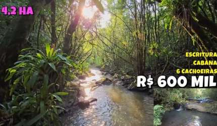 [562]CHÁCARA EM OSÓRIO NO MORRO DA BORRÚSIA, COM 6 CACHOEIRAS, COM CABANA, MATA NATIVA