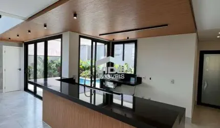 Casa moderna à venda em condomínio exclusivo de Campinas-SP, 3 quartos, 3 suítes, 2 salas, 4 banheiros, 4 vagas de garagem, 215m².