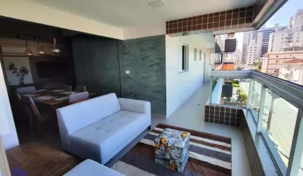 EXCELENTE APARTAMENTO MOBILIADO COM 118 M²/3 SUITES/2 VAGAS/ VARANDA GORMET Á VENDA NO BOQUEIRÃO, PRAIA GRANDE