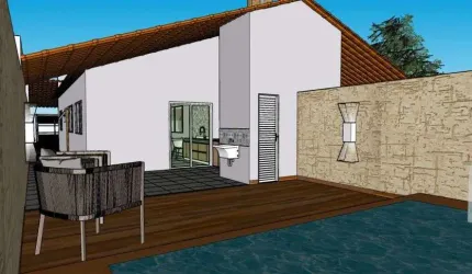 Casa com 2 quartos, piscina e área gourmet em Itanhaém.