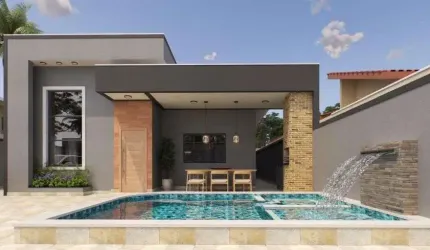 Casa com piscina, 2 quartos e área gourmet em Itanhaém.