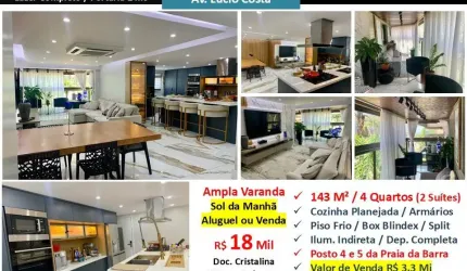 Apto Barra da Tijuca Praia Aquabella 143M²