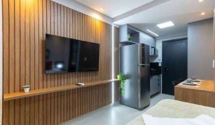 Flat de 21m2 com Varanda, Mobiliado, à Beira Mar do Jardim Oceania