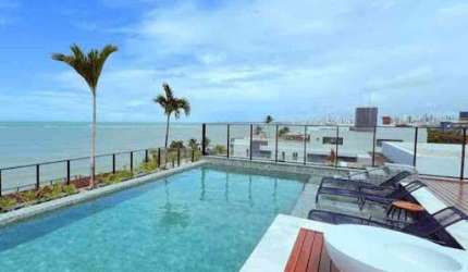 Apartamento de 42m2 Frente Mar e Pé na Areia, Mobiliado e Projetado