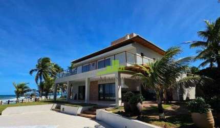 Casa alto padrão, frente mar em Busca Vida, 683m², 10 suítes, piscina, espaço gourmet, 6 vagas, imóvel exclusivo no litoral norte da Bahia