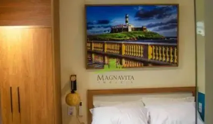 Studio Alto Padrão à Venda em Ondina, House Ondina 22,5m², Mobiliado, PORTEIRA FECHADA. Rooftop com Piscina. Ótima Rentabilidade para Investidores!