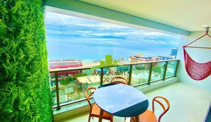 Edifício 535. Apartamento 1 quarto à Venda 48m², Vista Mar Panorâmica, Varanda, Reformado na Barra. Alto Padrão. Andar Alto, 1 Vaga. Morar ou Investir