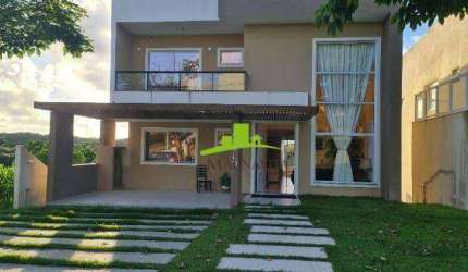Alphaville Litoral Norte 2. Casa Alto Padrão à venda com 330m², 4 suítes, Piscina, Espaço gourmet, Vista área verde. Lazer completo. Pronta para morar