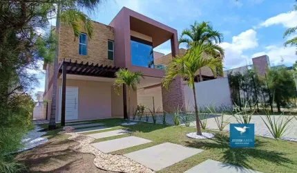 Casa Duplex Nova na Cidade Alpha (Terras Alphaville 02), 215m2, 04 Suítes, Varandão, Paisagismo, Lote 335,50m2, 01 Quarto/Gabinete no piso Inferior, Dependência de Empregada, 04 Vagas