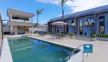 Casa Nova com Varanda Gourmet em Condomínio no Eusébio, Ótima localização Próximo a Fortaleza, 101m2, 03 Quartos, Varanda Gourmet com Churrasqueira e Chuveirão, Cozinha Integrada e com Armários, 02 Va