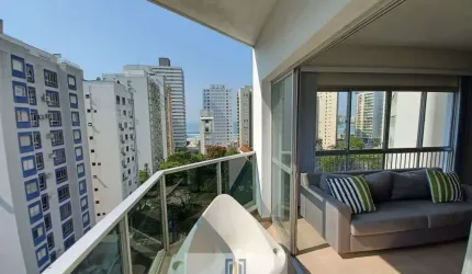 Apartamento com sacada vista parcial do mar, 4 dormitórios sendo 1 suíte, área de lazer no condomínio, PITANGUEIRAS-GUARUJÁ/SP