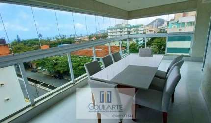 Apartamento alto padrão com 3 dormitórios sendo 3 suítes, sacada envidraçada gourmet vista mar, churrasqueira e lazer completo no condomínio na praia da Enseada-Guarujá/SP.