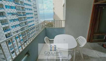 Apartamento alto padrão com 3 dormitórios sendo 1 suíte + dormitório de serviço, sacada vista lateral do mar na praia da Pitangueiras-Guarujá/SP.