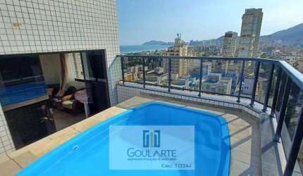 COBERTURA TRIPLEX , vista parcial do mar, 3 suítes, área gourmet com piscina, ENSEADA-Guarujá/SP.