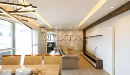 Apartamento 129m² para alugar em Santana, 03 quartos, 05 banheiros, 03 vagas e varanda gourmet.