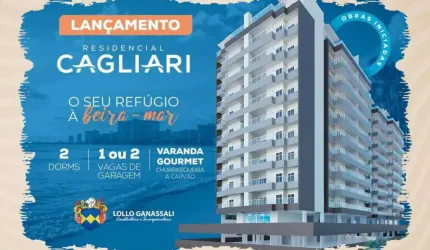 Residencial Cagliari Apartamentos com 2 e 3 dormitórios a 400m da praia da Massaguaçu