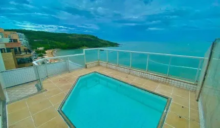 Cobertura com 4 quartos e DCE frente p/ mar à venda na Praia do Morro - Guarapari