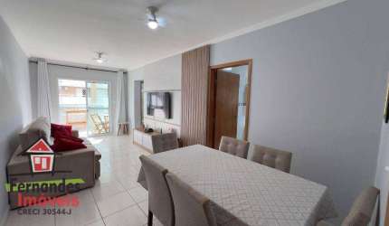 Apartamento mobiliado com 2 dormitórios à venda, 300 metros da praia 90 m² por R$ 540.000,00  Guilhermina  Praia Grande SP