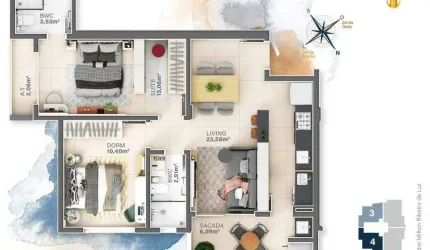 Apartamento a venda no L'Aquamarine Residence localizado no bairro Fazendinha em Itajaí.