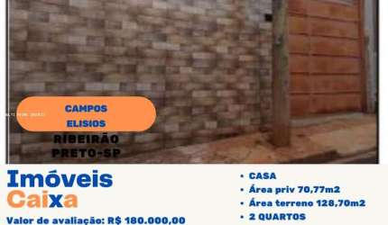Casa para Venda em Ribeirão Preto, Campos Elíseos, 2 dormitórios, 1 banheiro, 1 vaga
