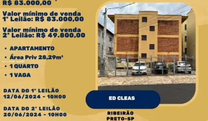 Apartamento para Venda em Ribeirão Preto, Jardim Paulista, 1 dormitório, 1 banheiro, 1 vaga