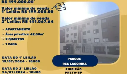 Apartamento para Venda em Ribeirão Preto, Parque Residencial Lagoinha, 2 dormitórios, 1 banheiro, 1 vaga