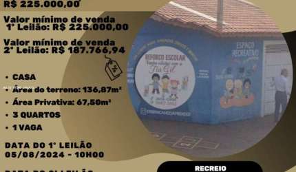 Casa para Venda em Ribeirão Preto, Recreio Anhangüera, 3 dormitórios, 3 banheiros, 1 vaga