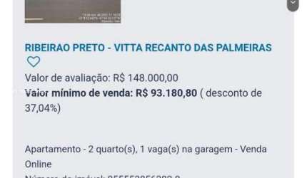 Apartamento para Venda em Ribeirão Preto, Jardim Diva Tarlá de Carvalho, 2 dormitórios, 1 banheiro, 1 vaga