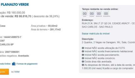 Apartamento para Venda em São Carlos, Cidade Aracy, 2 dormitórios, 1 banheiro, 2 vagas