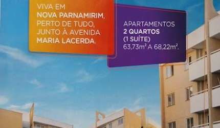 Apartamentos com 02 quartos, sendo 01 suíte em Nova Parnamirim RN