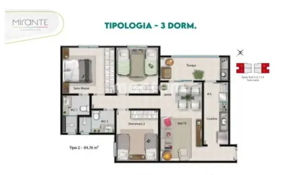 Apartamento para venda em Bonfim Paulista de 85.00m² com 3 Quartos, 1 Suite e 2 Garagens