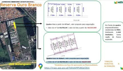 Terreno para venda em Jardim Ouro Branco de 424.00m²