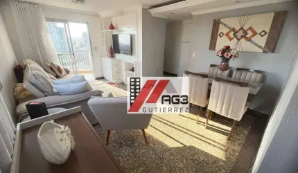 Apartamento mobiliado de 70 m² com 2 dormitórios, suíte, vaga coberta e sacada na Vila Palmeiras