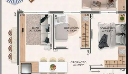 Apartamento à venda em Novo Hamburgo, Rincão, com 2 quartos, com 64 m², View Place Refúgio Urbano