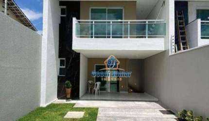 Linda Casa Plana com 3 Suítes + Varanda Gourmet e Lavabo, 125 m² por R$ 520.000 - Coité - Eusébio/CE