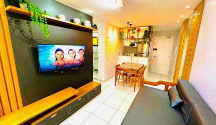 APTO TÉRREO COM 39M² COM 1 QUARTO,1 BANHEIRO SOCIAL,SALA COM VARANDA, COZINHA AMERICANA E UMA VAGA D