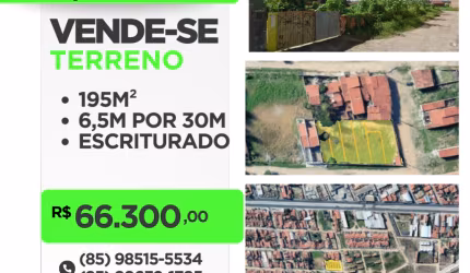 VENDE-SE LOTE 06X30 - 195M² EM CANIDEZINHO!!!