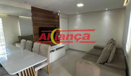 APARTAMENTO MOBILIADO PARA ALUGAR COM 66M², 03 QUARTOS, SUÍTE, 01 VAGA, GUARULHOS/SP POR R$ 3.500,00