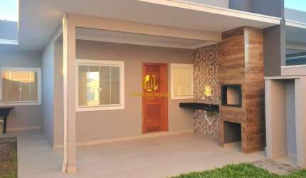 Casa nova 3 quartos sendo 1 suíte com espaço gourmet e amplo Jardim Fundos Eucaliptos Fazenda Rio Grande