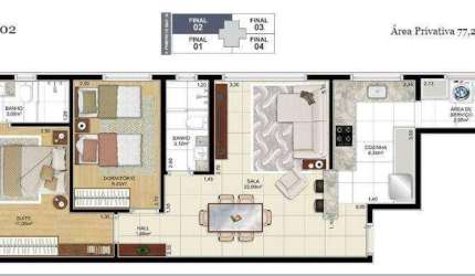 Apartamento à venda, 77 m² por R$ 973.500,00 - Aparecida - Santos/SP