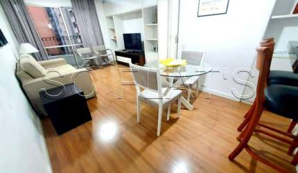 Flat no Jardins com famosa planta de 70m² com quarto e sala separado no Jardim Paulista.