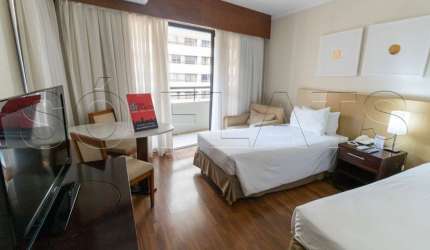 Flat no Mercure Grand Plaza Paulista no Paraíso disponível para locação, 1 dormitório e 1 vaga.