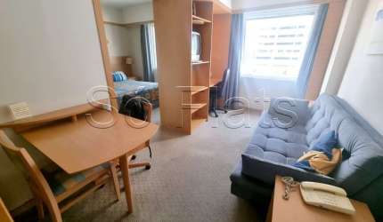 Apto no Paulista Classic com 1 dorm e 1 vaga de garagem nos Jardins, disponível para locação.
