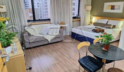 Apto no Transamérica Jardins disponível para locação contendo 43m², 1 dormitório e 1 vaga de garagem